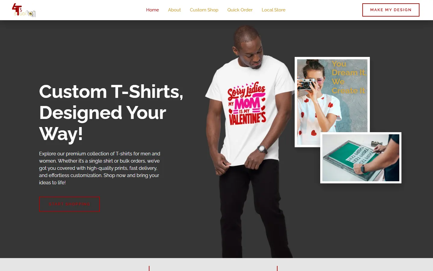 T-Shirt Studio homepage