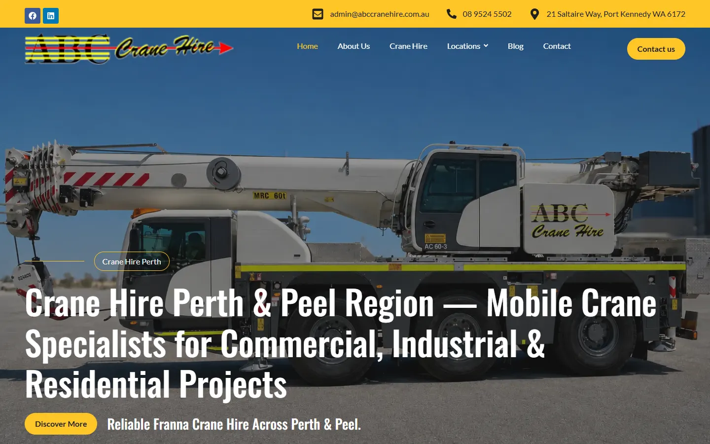 ABC Crane Hire homepage