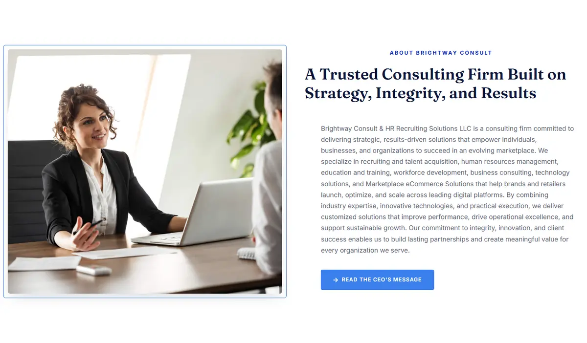 A section of the Brightway Consult Solutions website