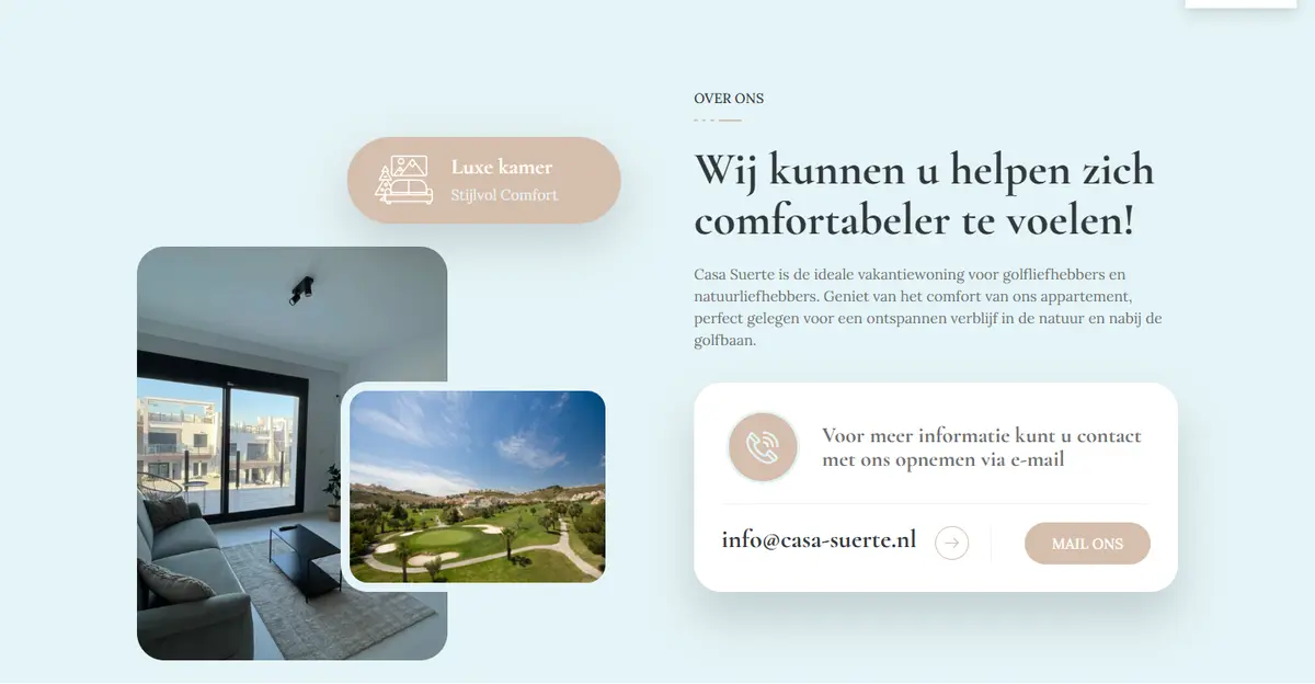 A section of the Casa Suerte website