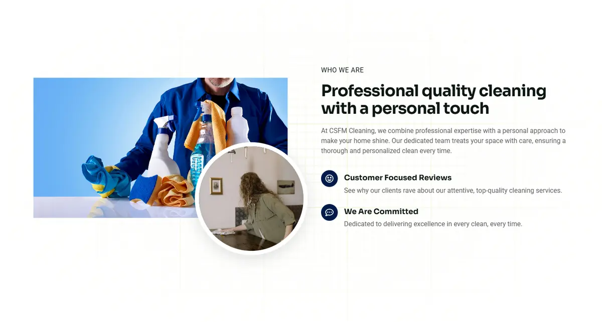 A section of the CSFM Cleaning website