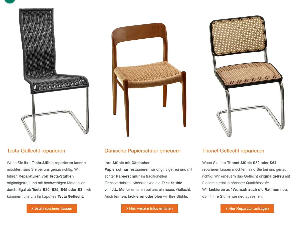A section of the Flechtarbeiten website