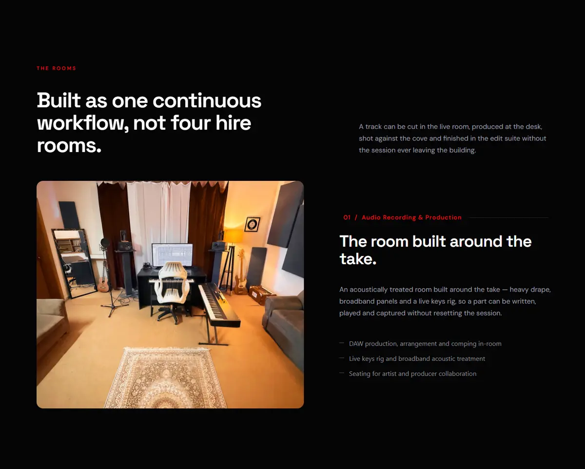 A section of the Jazba Studio website