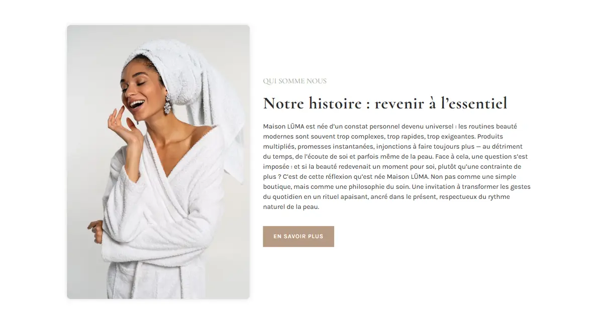 A section of the Maison LŪMA website