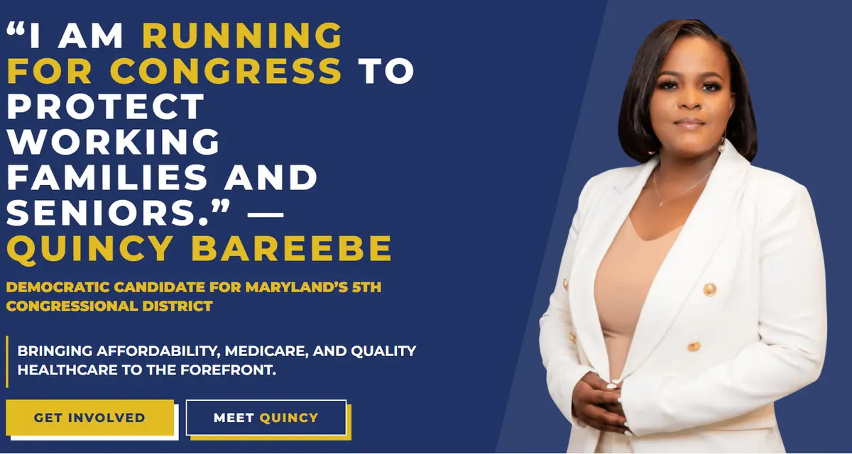A section of the Quincy for Congress website