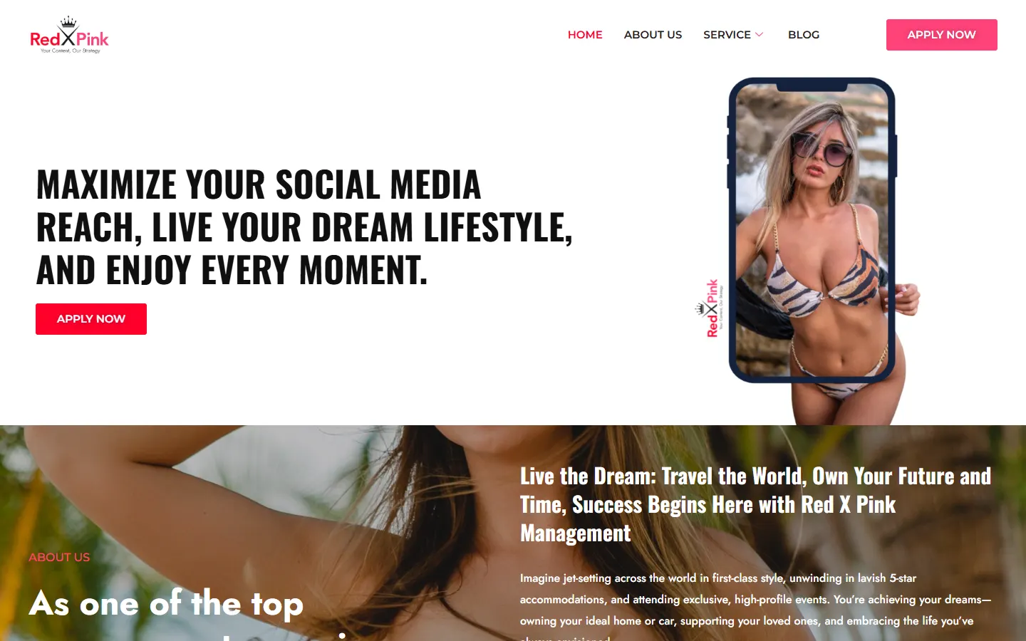 Red X Pink homepage